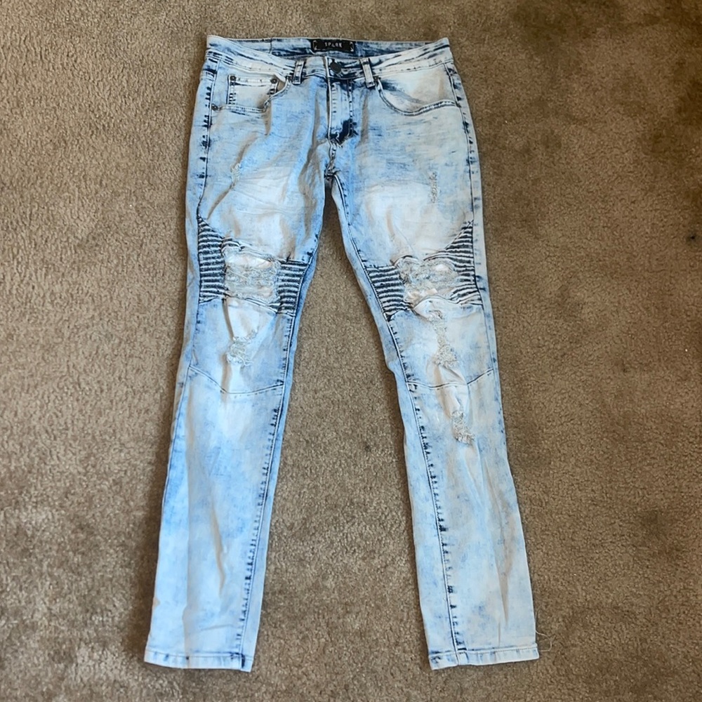 Brand new spark jeans size 30 white and blue skinny jeans